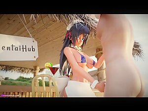 Peachy Beach Pt 2, 3D Hentai Bikini Maid Gets Fucked in the Mouth, between Big Tits and Tight Pussy!