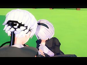 Nier: Automata Hentai - 2B has Sex with 9S, Gets Fucked on a Chain Fence.