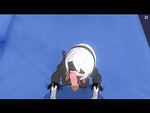 3D HENTAI POV Passionate Blowjob from Hot 2B