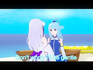 Aqua and Emilia having Fun in the Real World! (3d Hentai) (Isekai Quartet) (Konosuba) (Re:Zero)