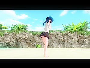 3D HENTAI Schoolgirl on the Beach after School