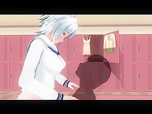 3D HENTAI Schoolgirl Fucks in the Locker Room with the Coach
