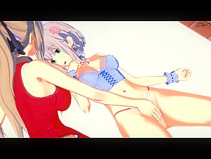 Isuzu Sento and Muse Lick each Other's Pussies on the Bed - Amagi Brilliant Park Hentai.