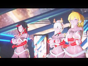 Mmd R18 Spongebob Square Pants Joint the Party with -ruby Weiss Blake Yang Pyrrha