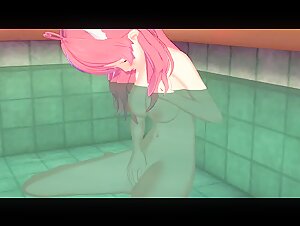 Vtuber Ironmouse Fingers herself in the Bathtub. 3D Hentai.