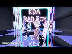[MMD] RedVelvet - Bad Boy Strip Vers. Ahri Akali Kaisa Evelynn Seraphine KDA 3D Erotic Dance