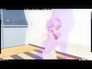 3D HENTAI Neptunia Caresses a Dick with her Breasts and makes you Cum