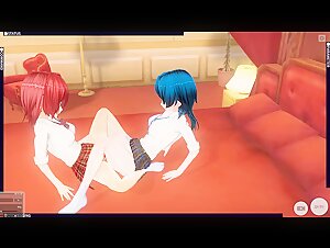 3D HENTAI Schoolgirl and her Wanted to Suck my Dick after Lesbian Games