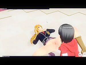 [CM3D2] - Sword Art Online Hentai, Asuna and Suguha Play with each other