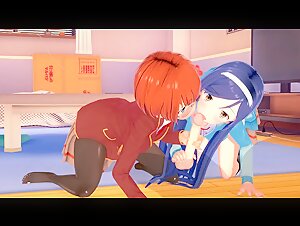Fumino & Rizu Threesome - we never Learn / Bokuben - 3D Hentai